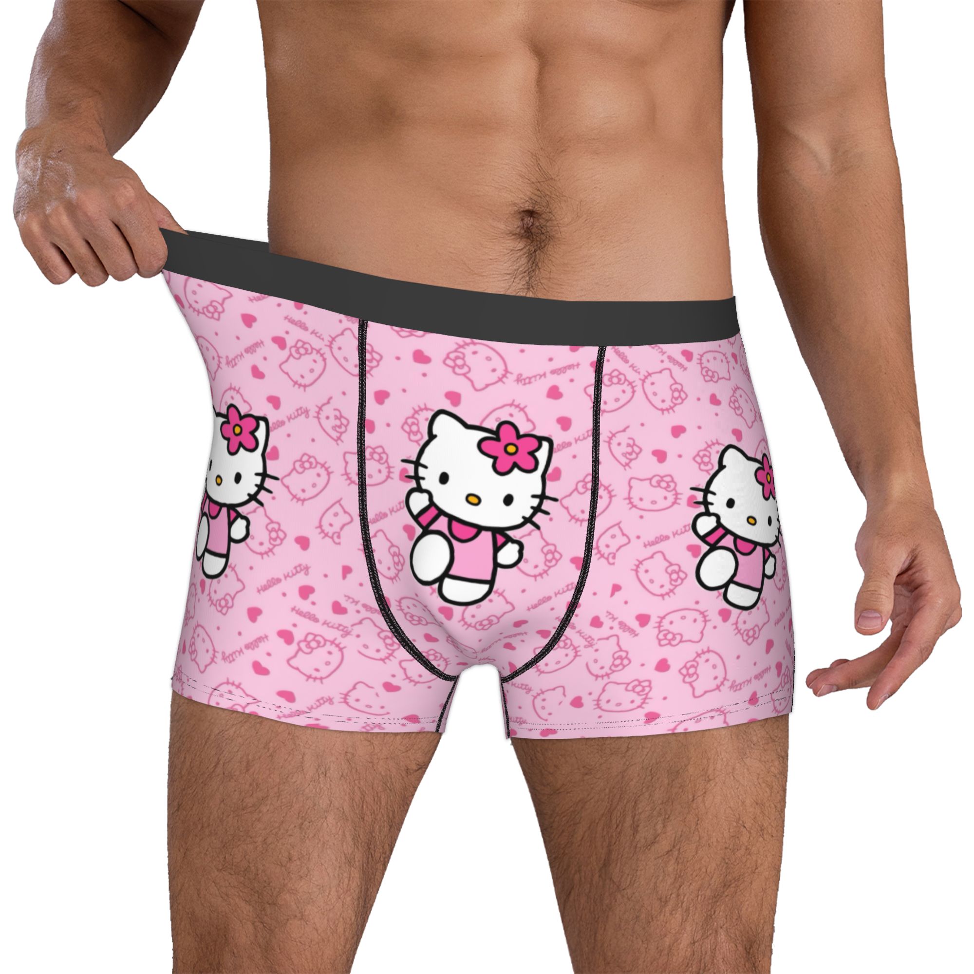 Boyshort Underwear - 여자 고양이 속옷 남성용 프린트 핑크