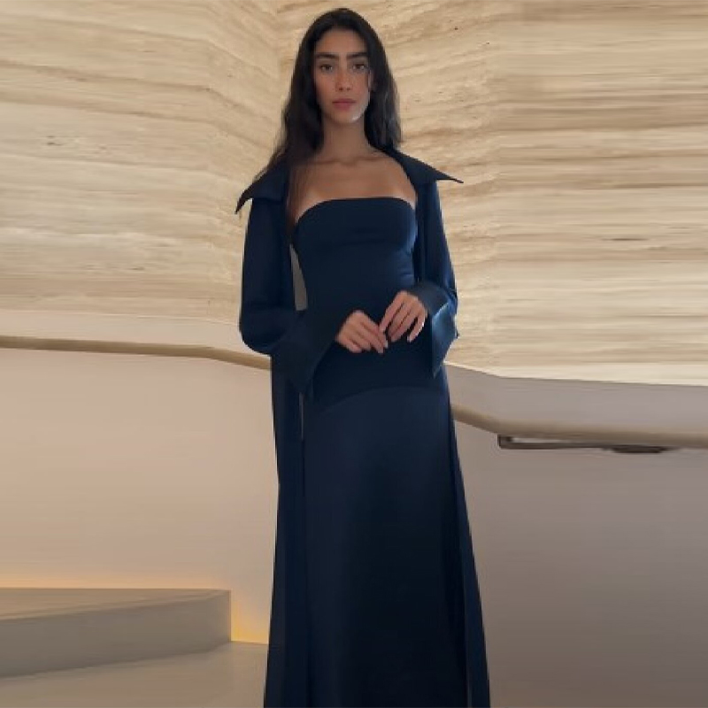 Slip Dress Satin - 레트로 엘레강스 가운, 단정한 새틴 섹시