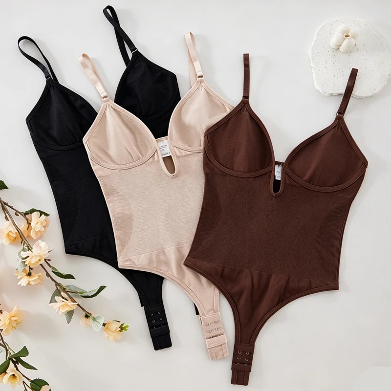 Shapewear Bodysuit Firm - 여성용 백리스 바디슈트 쉐이프웨어 딥 V넥